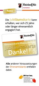 Flyer für Ehrenamtskarte Jubiläumskarte Rheinland-Pfalz 