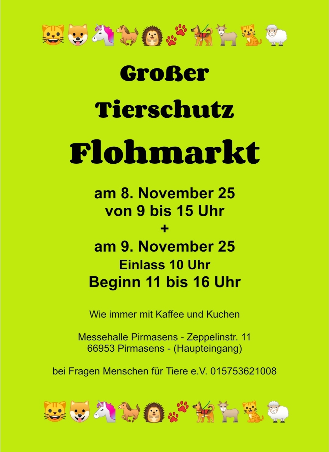 Plakat, Flohmarkt zugunsten des Tierschutzes Plakat, Flohmarkt zugunsten des Tierschutzes