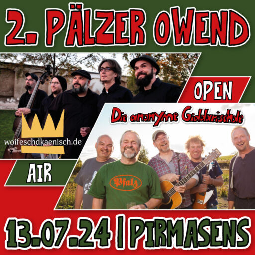 2. Pfälzer Owend Flyer für den 2. Pfälzer Owend worauf die Bands abgebildet sind