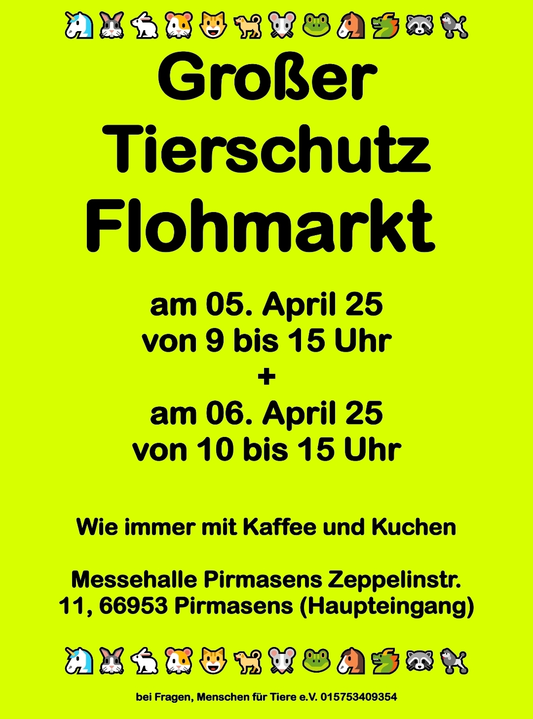 Großer Tierschutz Flohmarkt Großer Tierschutz Flohmarkt Plakat mit Informationen