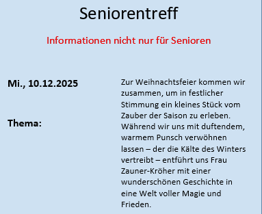 Seniorentreff am 10.12.2025