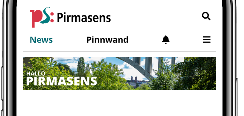 Ansicht der Pirmasens App auf dem Mobiltelefon