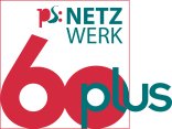 Eine große rote 60 ist provokant in der Mitte des Loge 60 plus platziert. Daneben auch die Worte Netzwerk und 60 plus