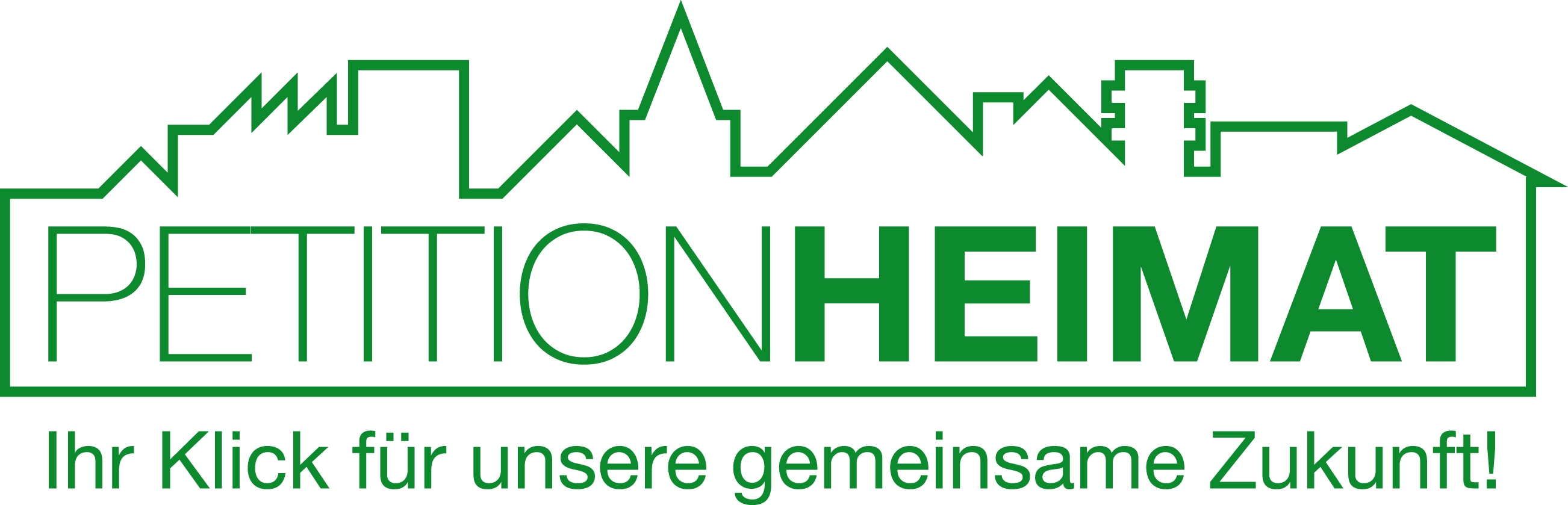 Logo Petition-Heimat mit Slogan Ihr Klick für unsere gemeinsame Zukunft 