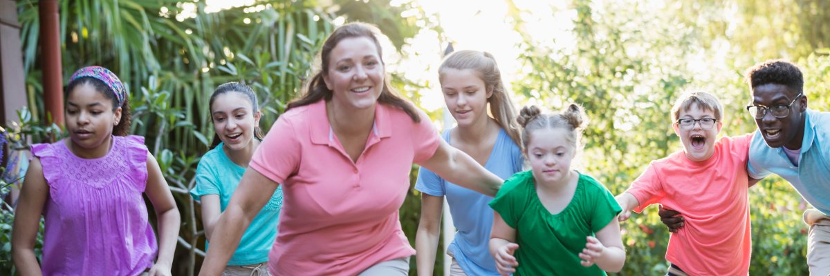 Summer camp including two down syndrome children