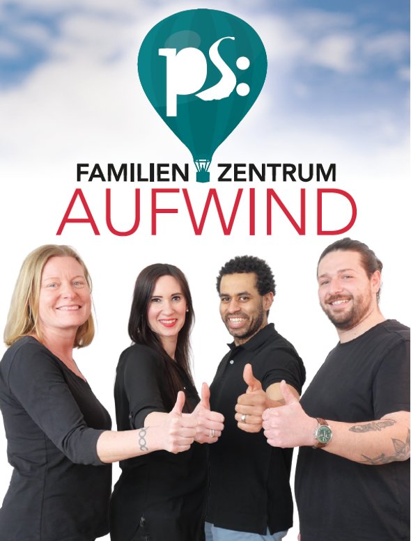 Mitarbeiter des Familienzentrum Aufwind v.l.: Christine Klinger, Veronique Wenzel, Shawn Frederick, Philipp Kuhn