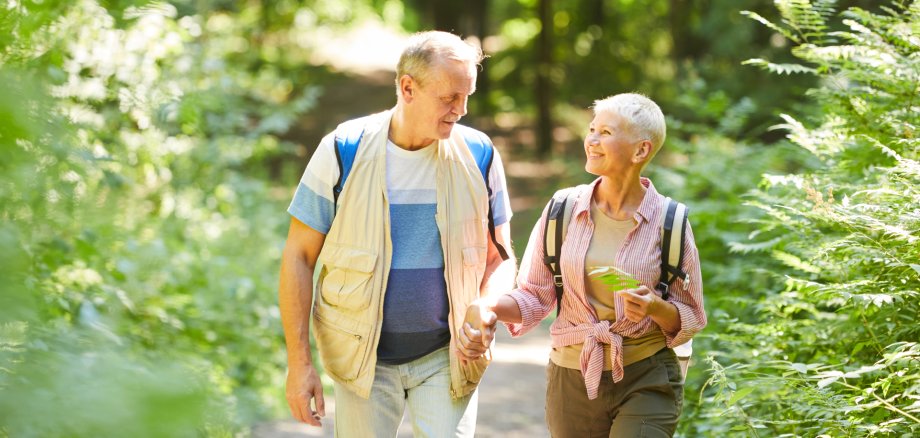 Couple of hikers in woods