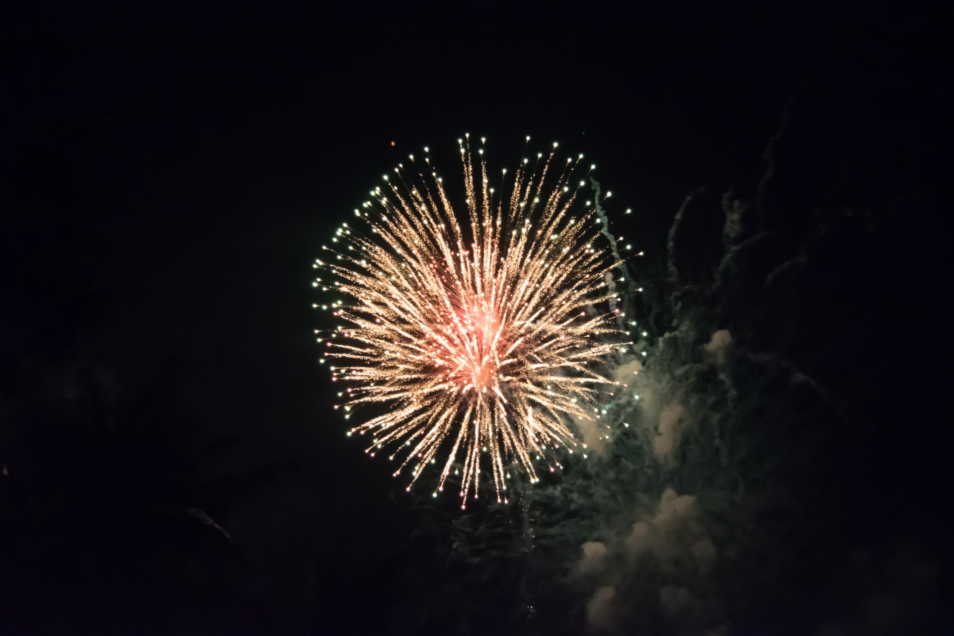 The colorful light of fireworks at The New Year's night at Patta