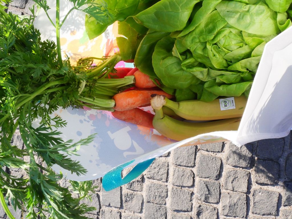 Einkaufstasche mit Einkauf vom Markt