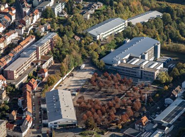 Luftbild der Messehallen Pirmasens