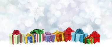 Aneinandergereihte Weihnachtsgeschenkpäckchen