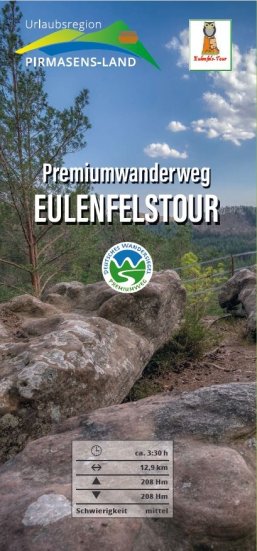 Vorderseite Flyer Eulenfelstour mit dem Eulenfelsen 