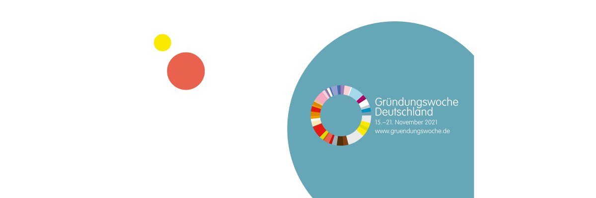 Bundes Logo auf petrolblauem Hintergrund mit Datum zur Gründungswoche 2021